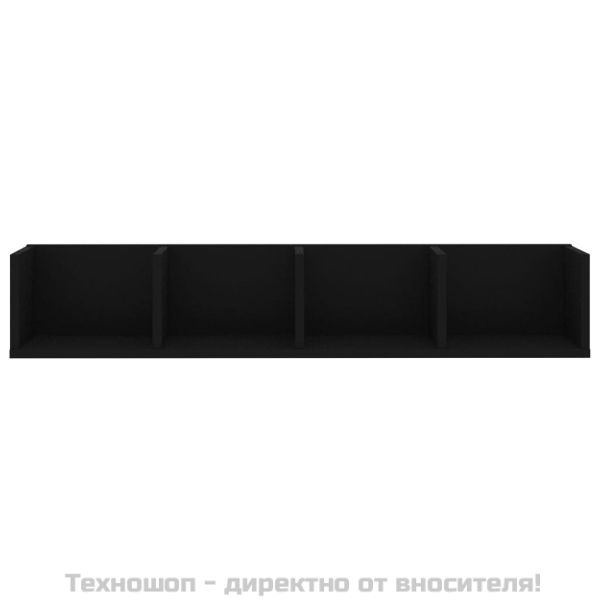 CD стенен рафт, черен, 100x18x18 см, инженерно дърво