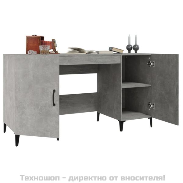 Бюро, бетонно сиво, 140x50x75 см, инженерно дърво