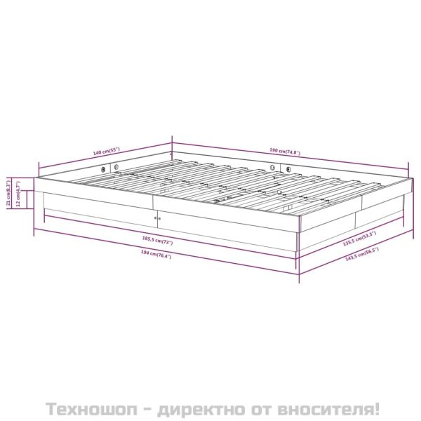 Рамка за легло, масивно дърво, 140х190 см