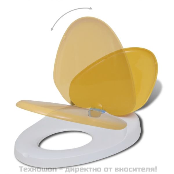 Тоалетни седалки с плавно затваряне 2 бр пластмаса бяло и жълто
