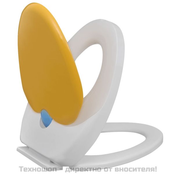 Тоалетни седалки с плавно затваряне 2 бр пластмаса бяло и жълто