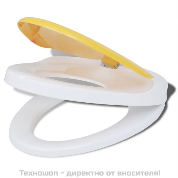 Тоалетни седалки с плавно затваряне 2 бр пластмаса бяло и жълто