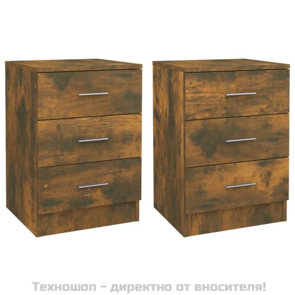 Нощни шкафчета 2 бр опушен дъб 38x35x56 см инженерно дърво