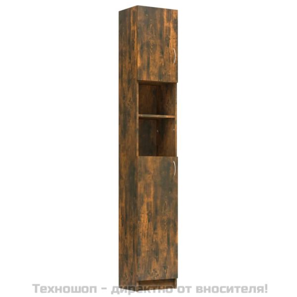 Шкаф за баня, опушен дъб, 32x25,5x190 см, инженерно дърво