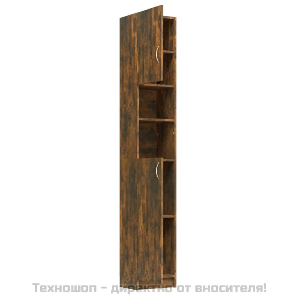 Шкаф за баня, опушен дъб, 32x25,5x190 см, инженерно дърво