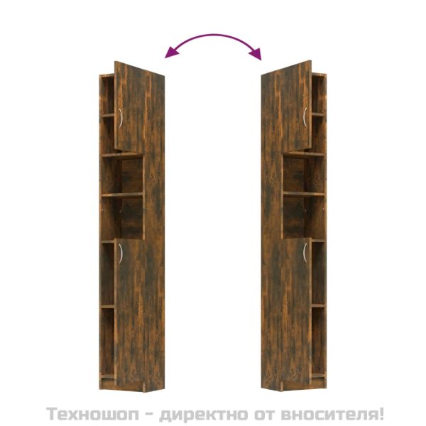 Шкаф за баня, опушен дъб, 32x25,5x190 см, инженерно дърво