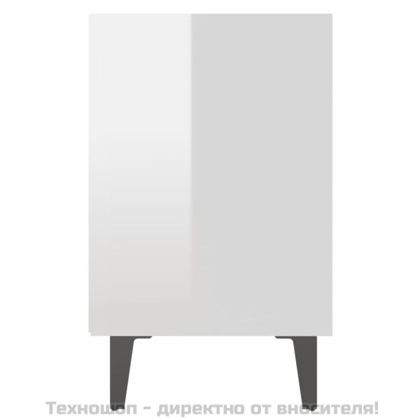 Нощни шкафчета с метални крака, 2 бр, бял гланц, 40x30x50 см