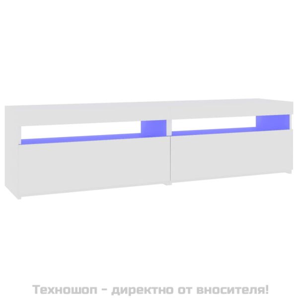ТВ шкафове, 2 бр, с LED осветление, бели, 75x35x40 см