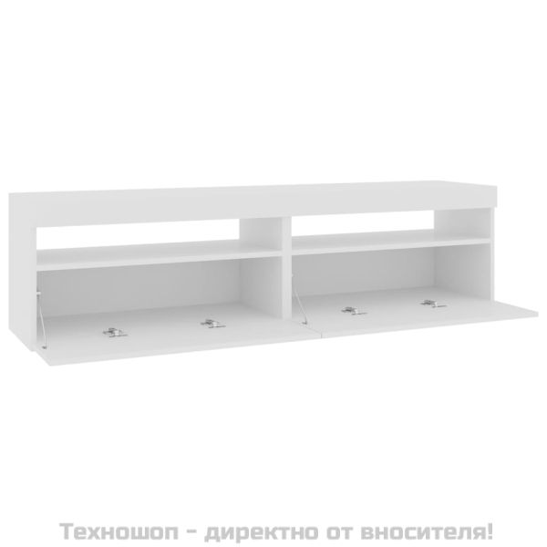 ТВ шкафове, 2 бр, с LED осветление, бели, 75x35x40 см