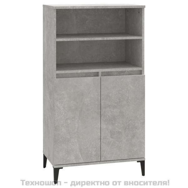Висок шкаф, бетонно сив, 60x36x110 см, инженерно дърво