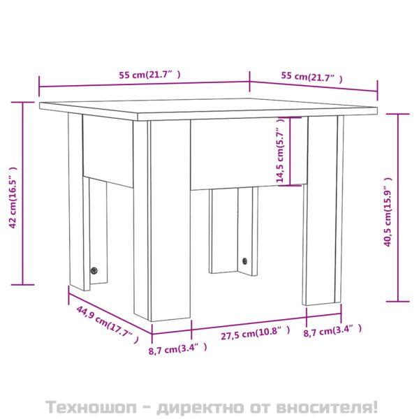 Кафе маса, черна, 55x55x42 см, инженерно дърво