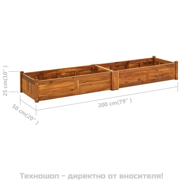 Градинска повдигната леха, акациево дърво, 200x50x25 см