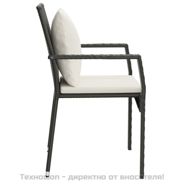 Градински столове с възглавници, 2 бр, полиратан, черни