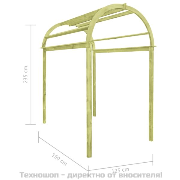Градинска арка, 125x150x235 см, бор със зелена импрегнация