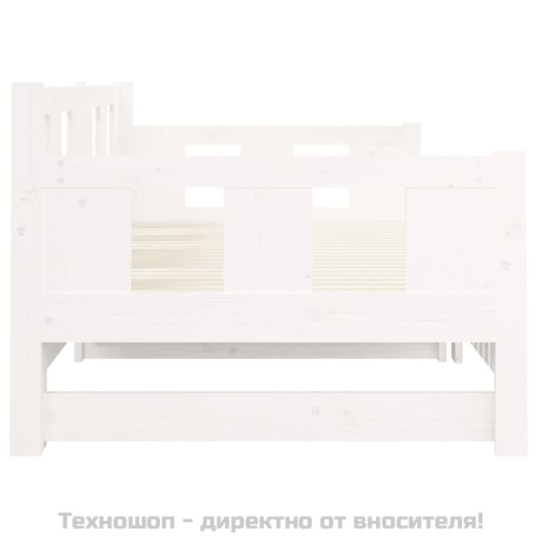 Разтегателна кушетка, бяла, борово дърво масив, 2x(90x200) см