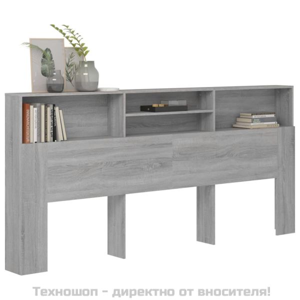 Табла за легло тип шкаф, сив сонома, 220x19x103,5 см
