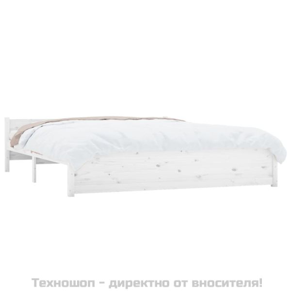 Рамка за легло, бяла, дърво масив, 200x200 см