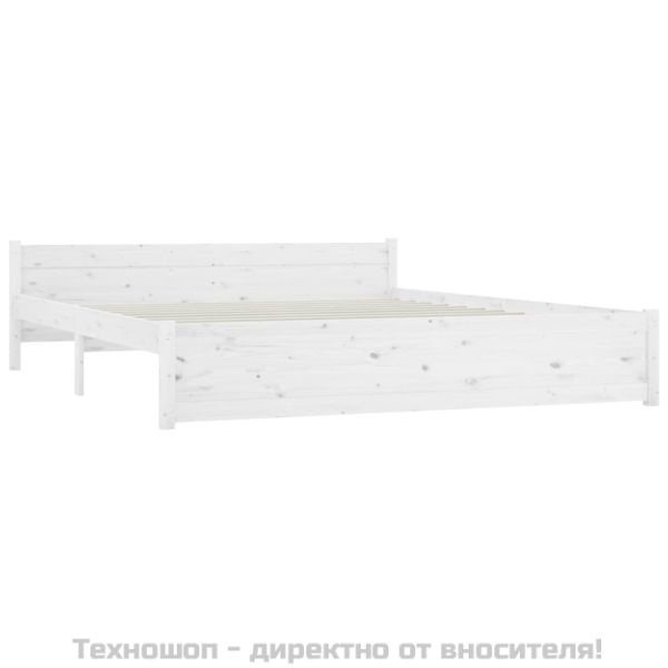 Рамка за легло, бяла, дърво масив, 200x200 см