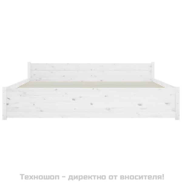 Рамка за легло, бяла, дърво масив, 200x200 см