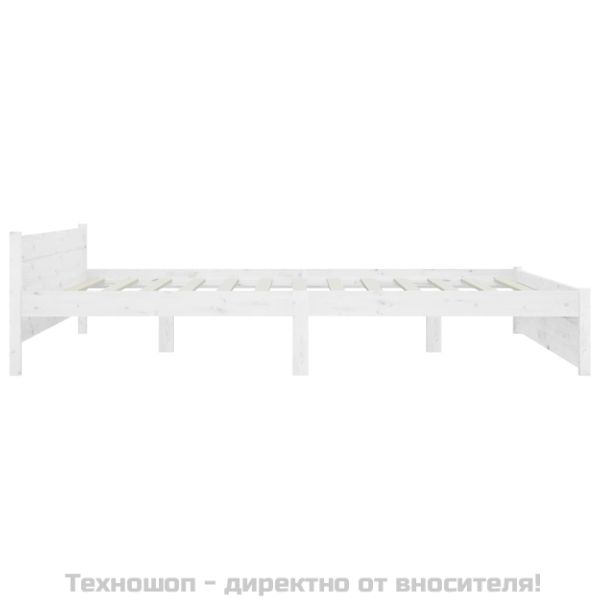 Рамка за легло, бяла, дърво масив, 200x200 см