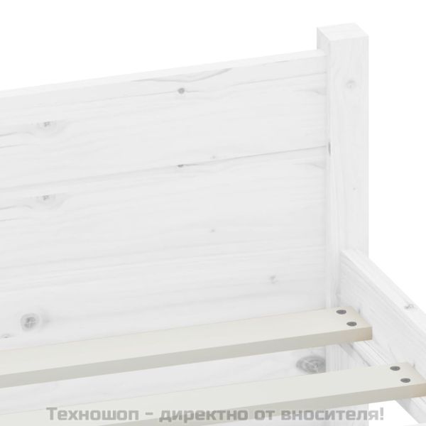 Рамка за легло, бяла, дърво масив, 200x200 см