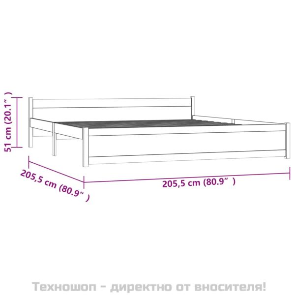 Рамка за легло, бяла, дърво масив, 200x200 см