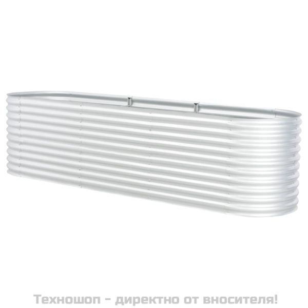 Градинска висока леха 320x80x81 см поцинкована стомана сребро