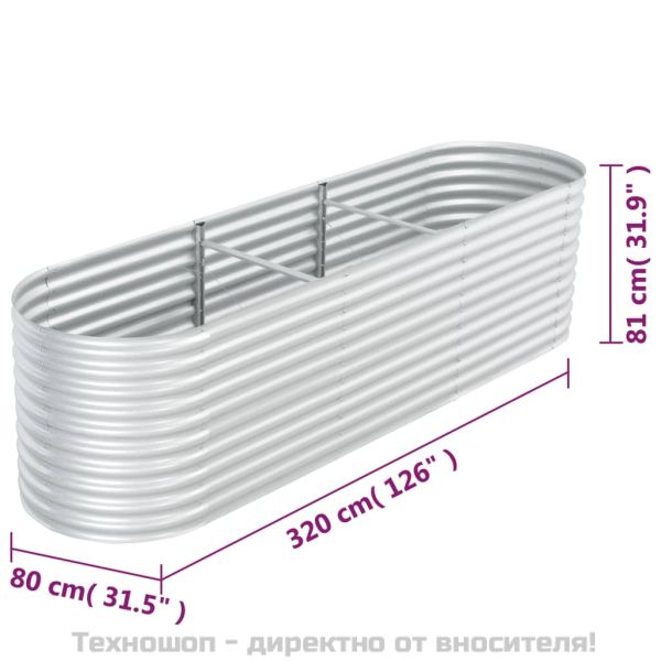 Градинска висока леха 320x80x81 см поцинкована стомана сребро
