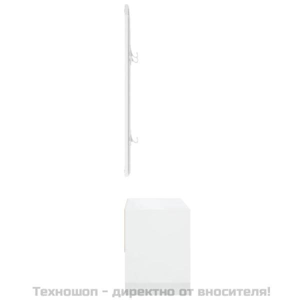 Комплект мебели за антре, бял гланц, инженерно дърво