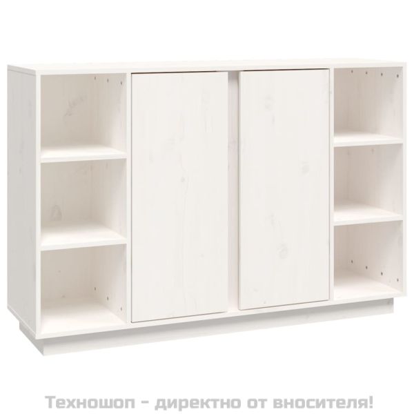 Сайдборд, бял, 120x35x80 см, бор масив