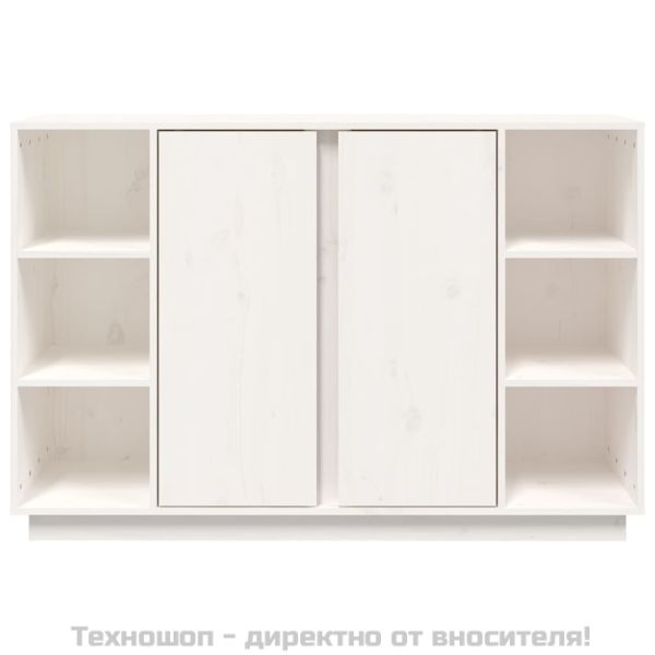 Сайдборд, бял, 120x35x80 см, бор масив