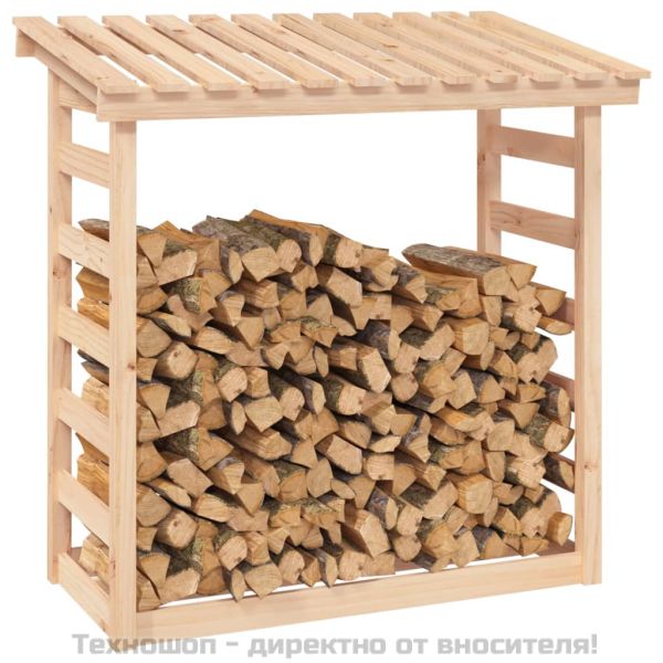 Поставка за дърва за огрев 108x64,5x110 см масивно дърво бор