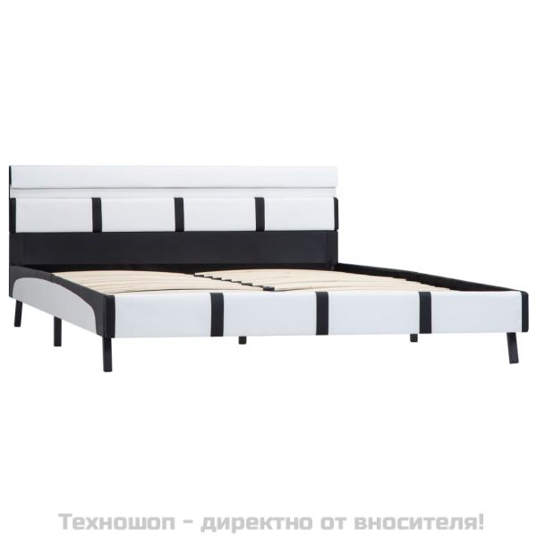 Рамка за легло с LED, бяла, изкуствена кожа, 140x200 cм