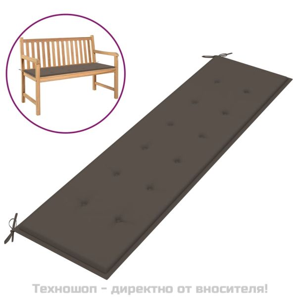 Възглавница за градинска пейка таупе 180x50x3 см оксфорд плат