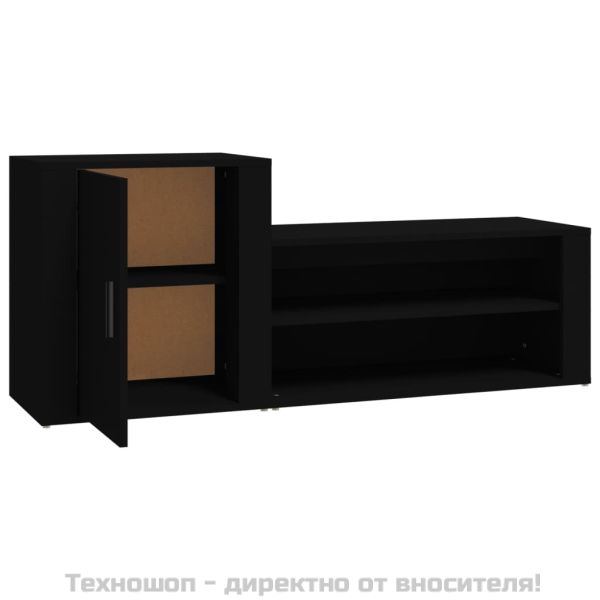 Шкаф за обувки, черен, 130x35x54 см, инженерно дърво