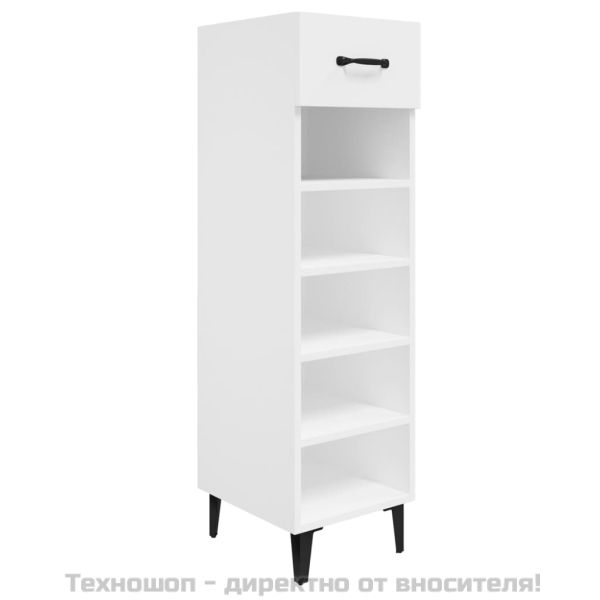 Шкаф за обувки, бял, 30x35x105 см, инженерно дърво