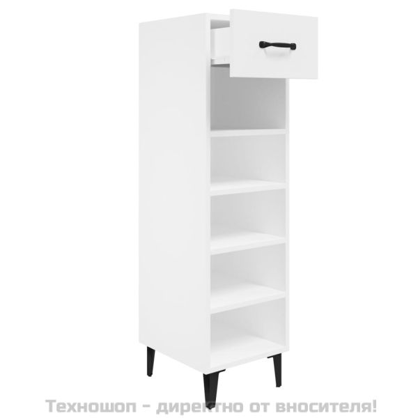 Шкаф за обувки, бял, 30x35x105 см, инженерно дърво