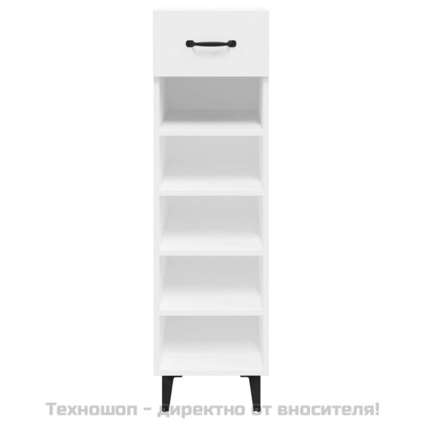Шкаф за обувки, бял, 30x35x105 см, инженерно дърво