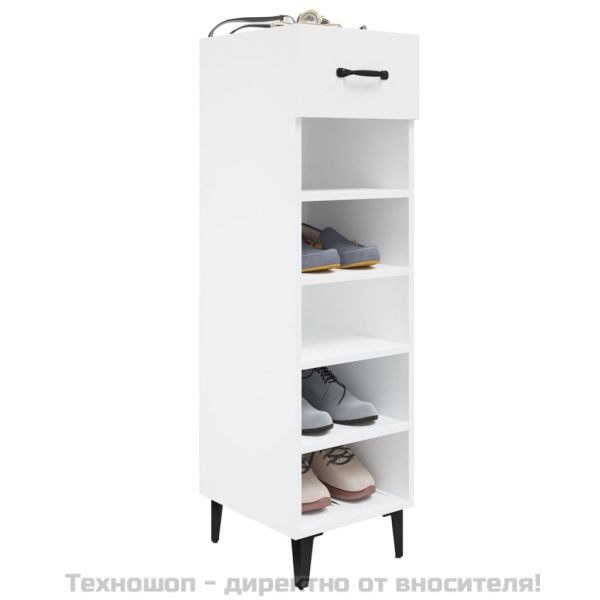 Шкаф за обувки, бял, 30x35x105 см, инженерно дърво