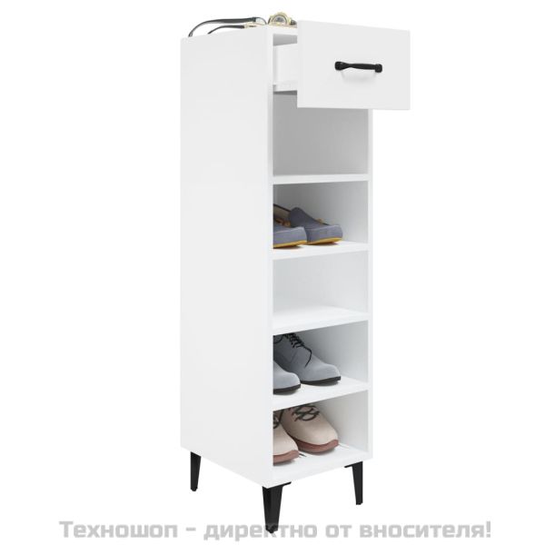 Шкаф за обувки, бял, 30x35x105 см, инженерно дърво