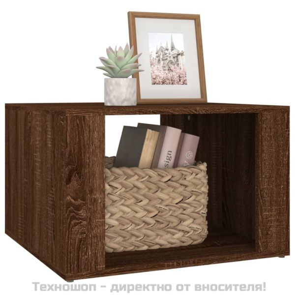 Нощна масичка, кафяв дъб, 57x55x36 см, инженерно дърво