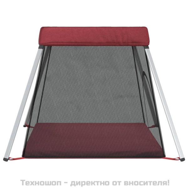 Бебешка кошара с матрак, червена, ленен плат