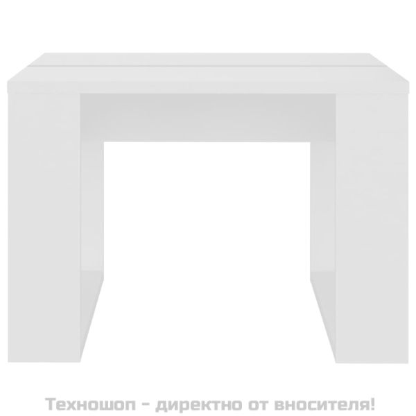 Странична маса, бяла, 50x50x35 см, инженерно дърво