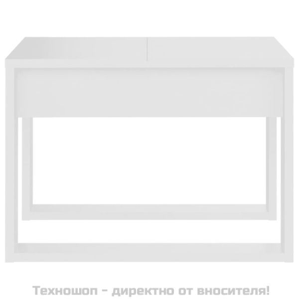 Странична маса, бяла, 50x50x35 см, инженерно дърво