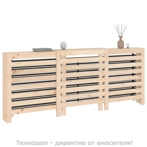 Параван за радиатор, 210x21x85 см, борово дърво масив