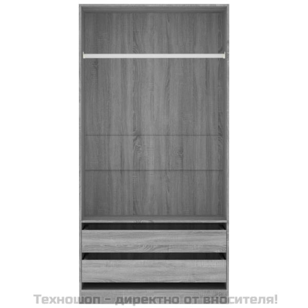 Гардероб, сив сонома, 100x50x200 см, инженерно дърво