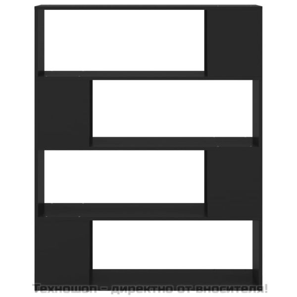 Библиотека/разделител за стая, черна, 100x24x124 см