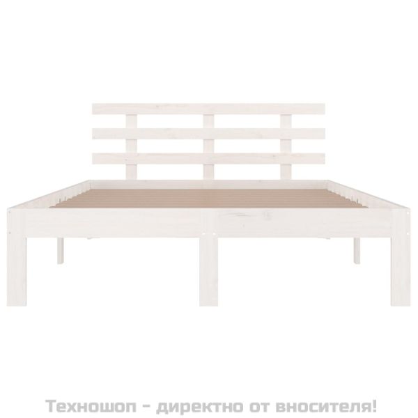 Рамка за легло, бяла, дърво масив, 150x200 cм, King Size