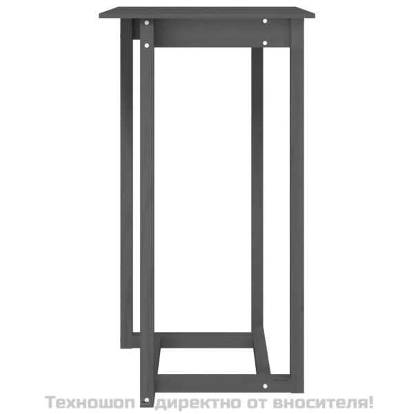 Бар маса, сива, 60x60x110 см, борово дърво масив