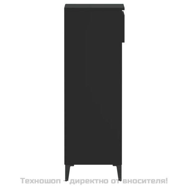 Етажерка за обувки, черна, 40x36x105 см, инженерно дърво